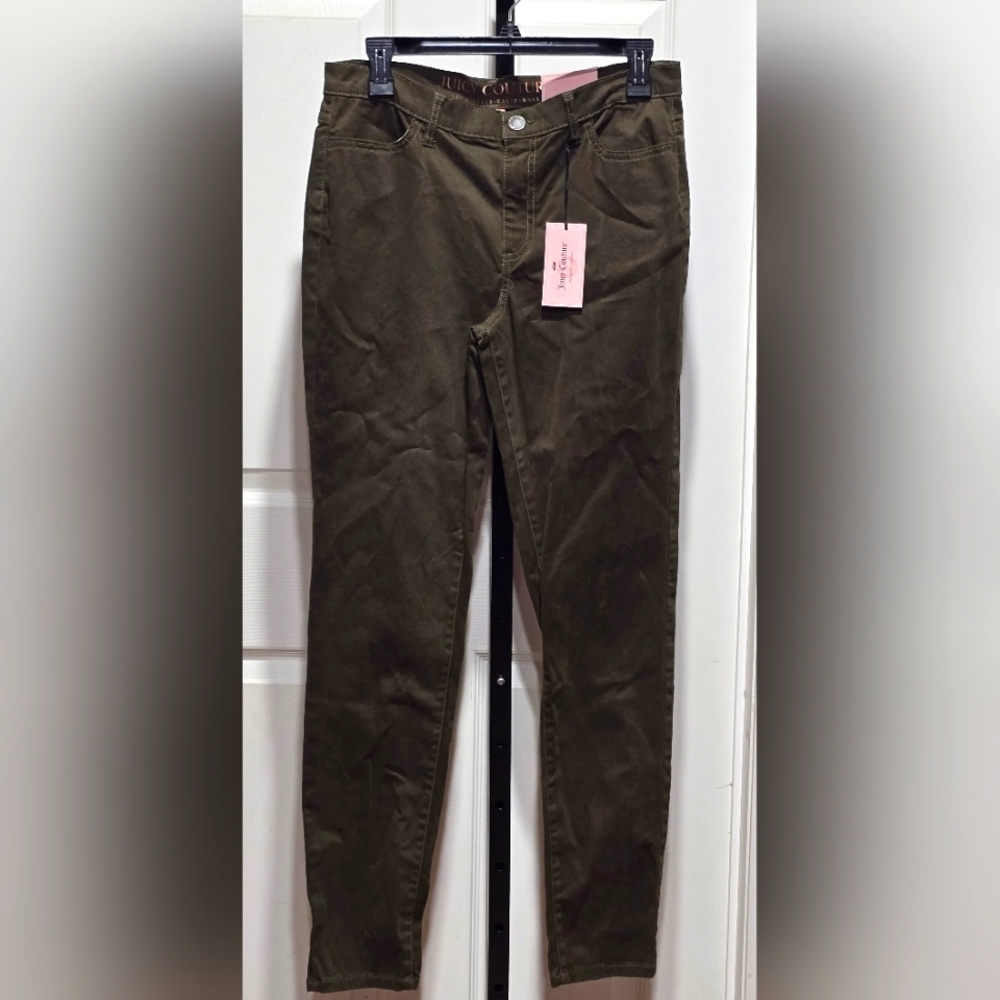 Juicy Couture Urban Olive Stretch Sateen Pants Size 8